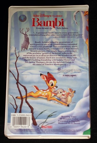 Walt Disney Legend Frank Thomas Personal Estate BAMBI VHS Animation 1989 release - Picture 4 of 10