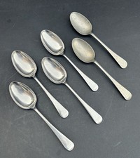 Stainless Steel Nickel Silver Dessert Spoon Set x 6 Vintage Retro