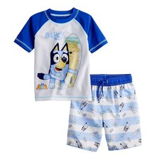 Disney Bluey Swim Trunks Rash Guard Shirt Set Boys Swimsuit Toddler 2T 3T 4T NWT
