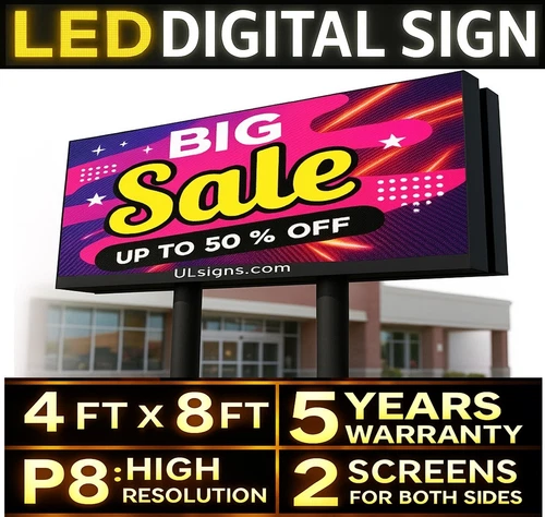 P8 Programmable LED Sign 4x8 FT Double-Sided Outdoor Digital Billboard for Ads