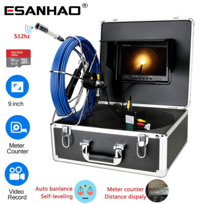 50M 1000TVL Sewer Pipe inspection Camera 512hz Self-leveling Meter Counter DVR