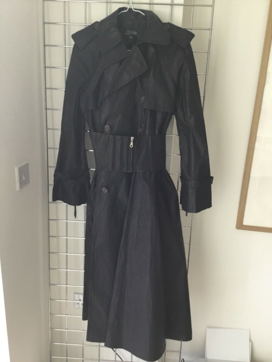 Vintage 1990s Jean Paul Gaultier Black Trench Coat Extra Long size