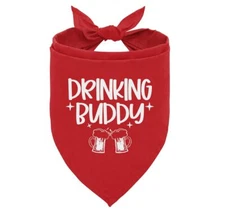 Drinking Buddy Dog Bandana Funny Cute Dog Bandana Pet Dog Triangle Scarf Red ...