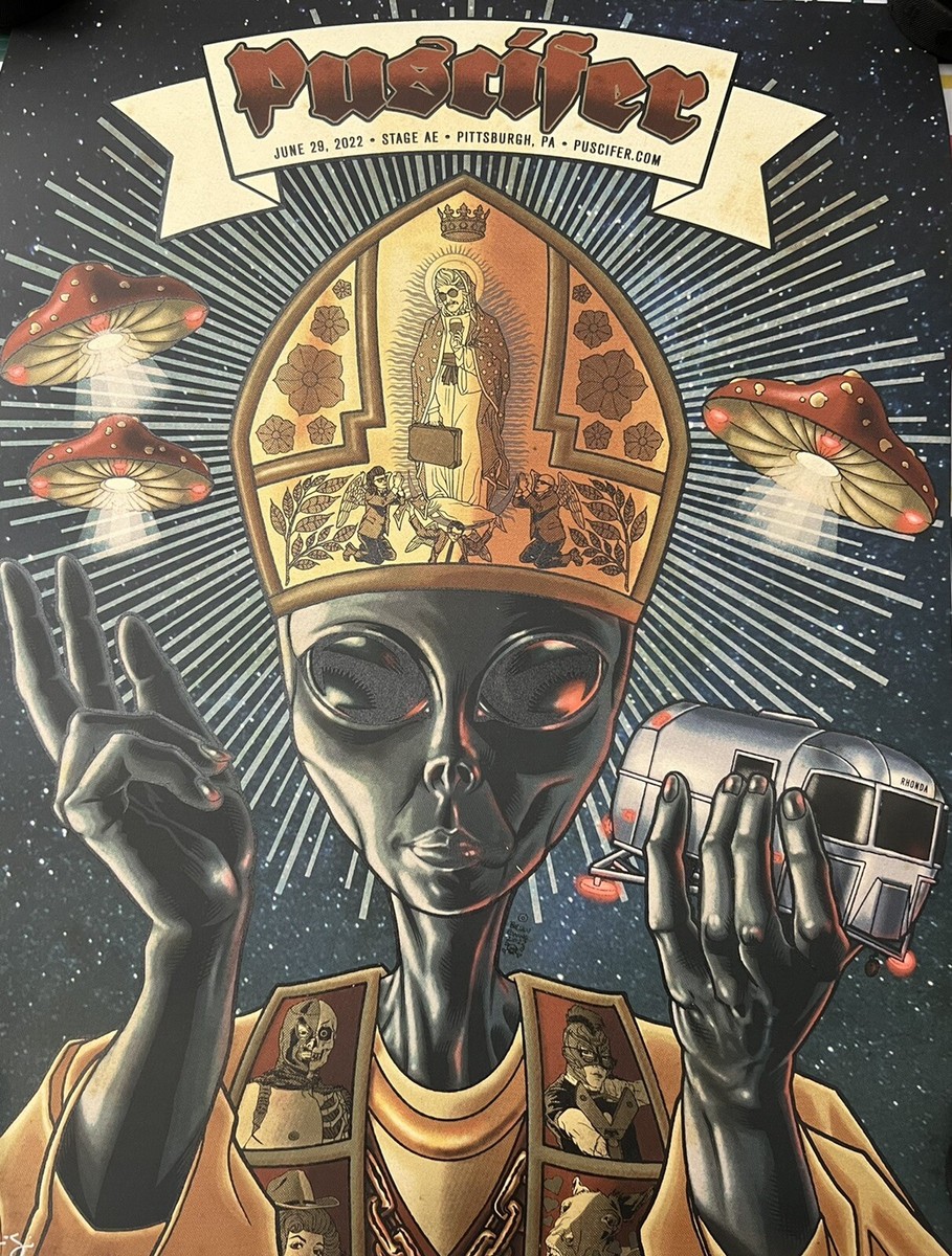 PUSCIFER AP POSTER PITTSBURGH PA 2022 BRIAN EWING SIGNED #25/40