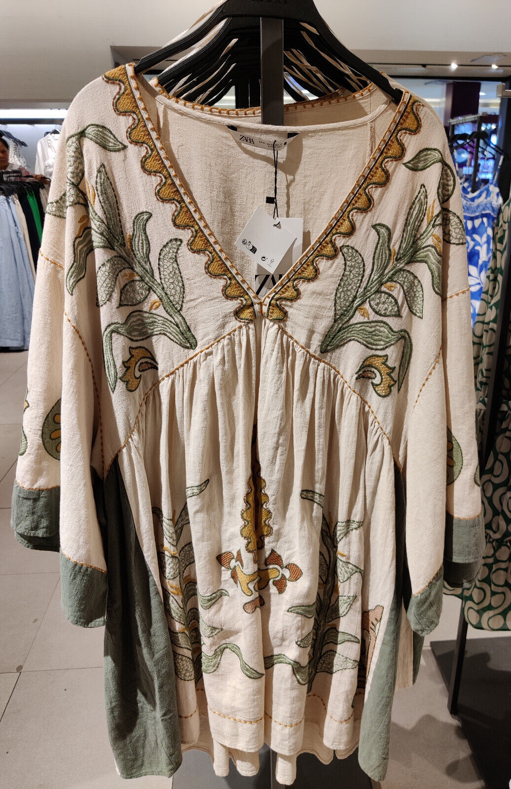 NWT_ZARA SS23 EMBROIDERED LINEN BLEND DRESS ECRU 5107/055_XSXL eBay
