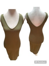 Forever 21 Olive Green Sleeveless V-Neck Bodycon Mini Dress Size Medium