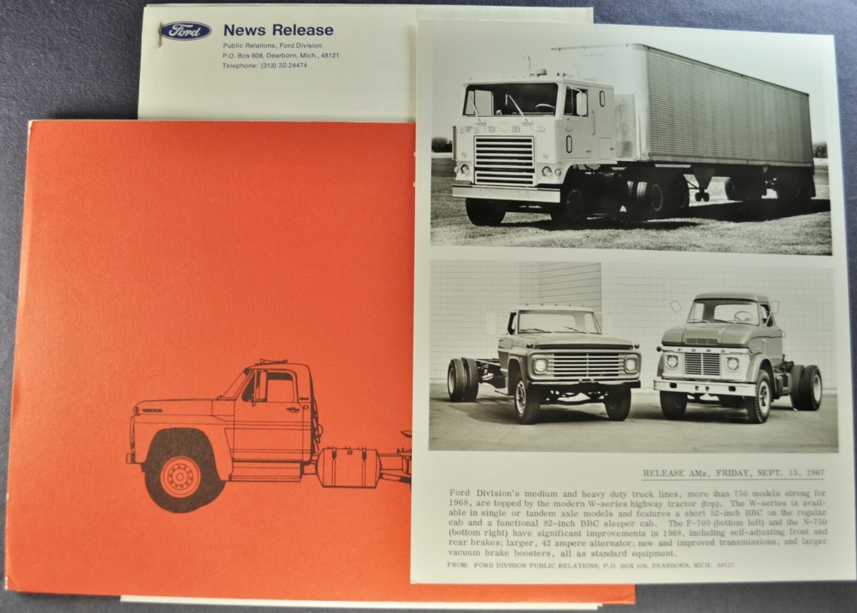 1968 Ford Medium Heavy Truck Press Release Folder Semi COE