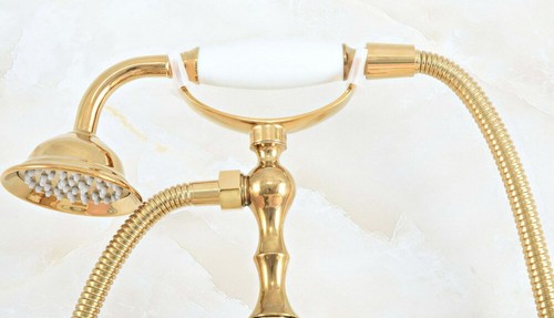 Gold Color Brass Bathroom Bath Clawfoot Tub Mixer Tap Faucet Hand Shower yna848 - Picture 6 of 9