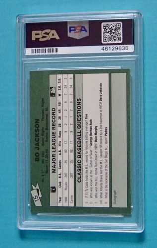 1987 Classic MLB Game #15 Football Baseball BO JACKSON Rookie Card RC PSA 9 MINT - 第 2/2 張圖片