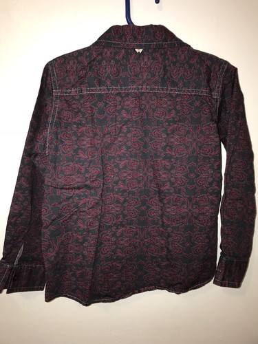 Wonderboy Flip Cuff Dress Shirt BOYS 4 Gray Purple Paisley Long Sleeve Fitted - Picture 5 of 6