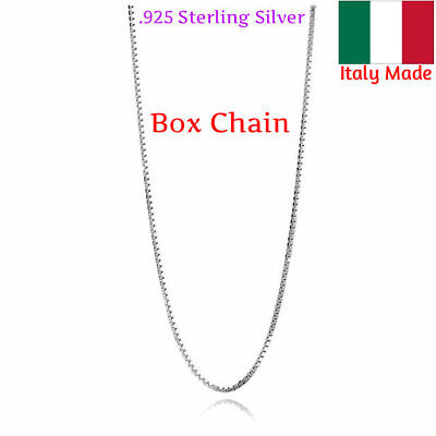 925 Sterling Silver BOX Chain Necklace All Sizes Stamped  .925 Italy 1mm. 