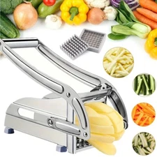 Stainless Steel Potato French Fry Cutter Vegetable Food Chopper Slicer 2 Blades