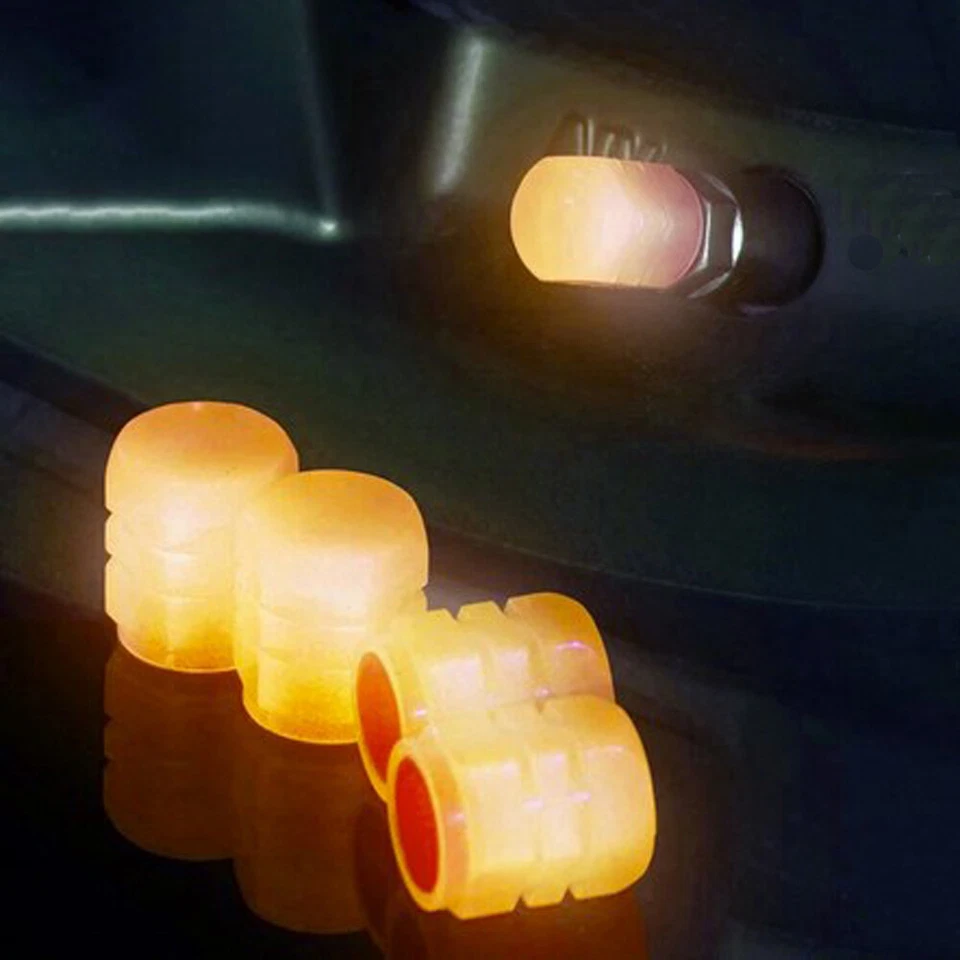 4PCS Car Glow In Dark Valve Caps Tyre Valve Stem Air Dust Rim Cover Accessories - Image 4 of 4