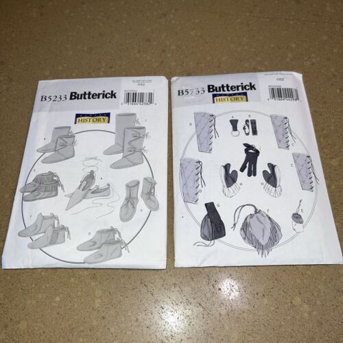 Butterick Sewing Pattern History B5233 B5733 Moccasin Bracers Pouch Costume Shoe - Picture 1 of 7