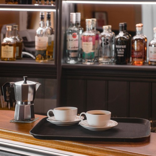 1x Black 41cm x 30.5cm Rectangle Non-Slip Serving Tray Plastic Food Tea Trays - Picture 6 of 7