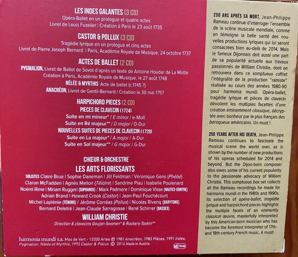 Jean-Philippe Rameau. Sammlung. Mit William Christie Les Arts Florissants. - Bild 2 von 3