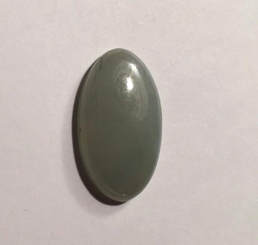 antique Japan Carved JADEITE / JADE 1 Light Translucent Green CABOCHON 30x18mm - Image 3 of 4