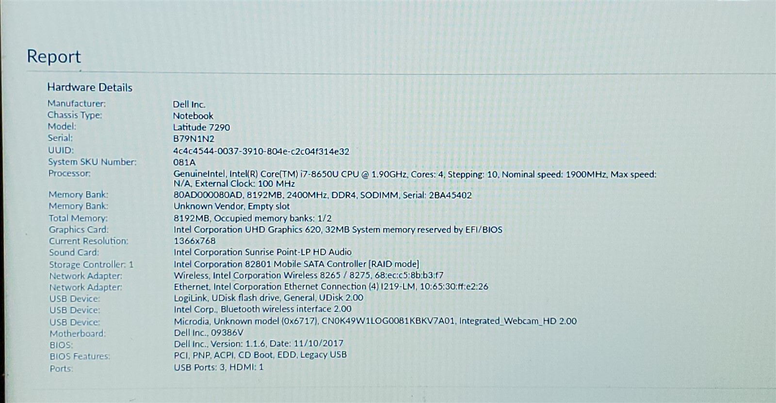 Dell Latitude 7290 Laptop Intel i7 8650U 1.90GHZ 12.5" HD 8GB RAM NO HDD/BATTERY - Picture 2 of 12