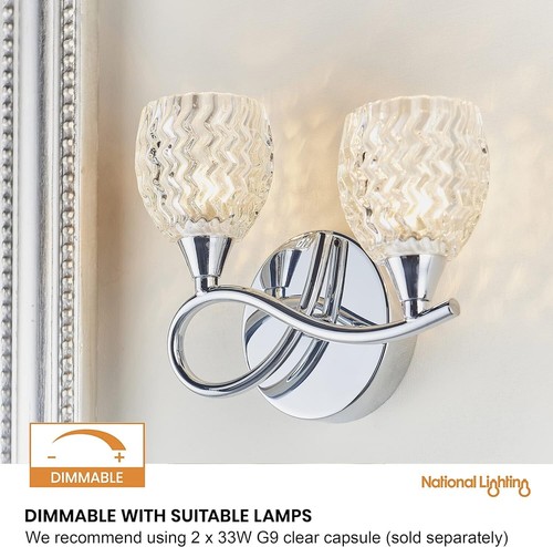 REAGAN Twin Wall Light G9 Dimmable Adjustable Fitting Lights for Living Room - Picture 22 of 25