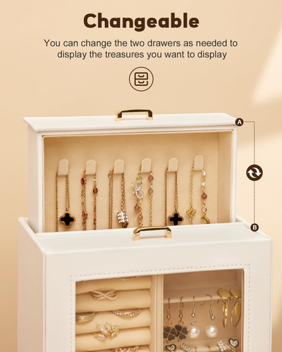 Jewelry Organizer Girls Women Jewelry Box for Necklaces Rings Earrings Gift Brac - Picture 2 of 12