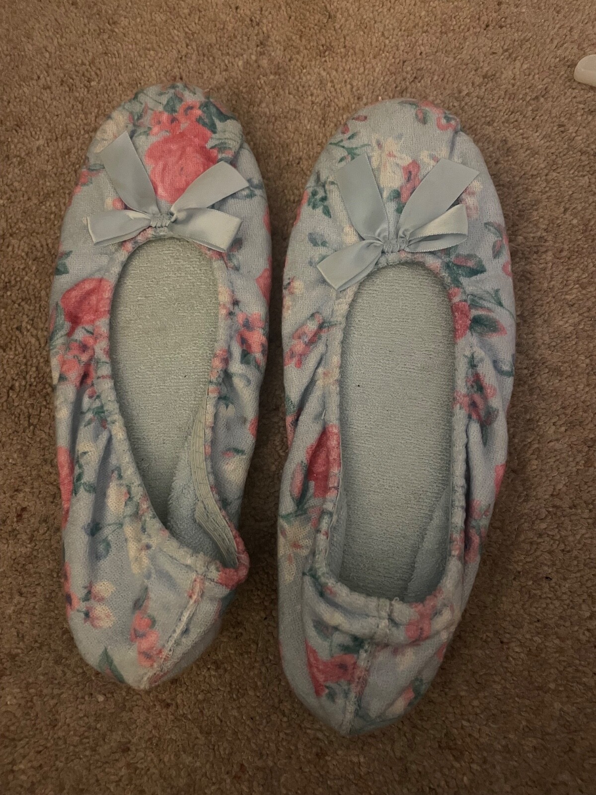 SAOLA ciabatte slip on taglia 6 7 azzurro con fiori rosa e bianchi suola antiscivolo