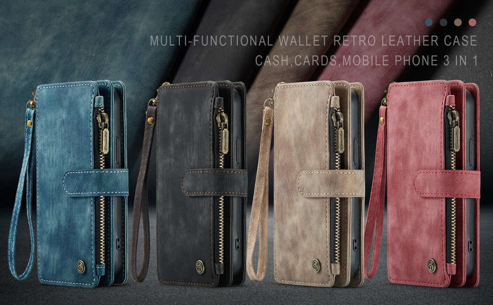 For Samsung Galaxy A54 A53 A52 A51 5G 4G Leather Zipper Wallet Phone Case Cover - Image 2 of 4