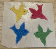 Vintage 1980’s fuzzy colorful birds stickers by Hambly
