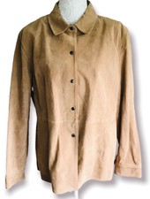 Ladies Siena Tan Brown Leather Suede Snap Close Style Jacket Size Xxl