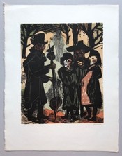 Willem Grimm Teufelsgeige Farbholzschnitt 1984 handsigniert