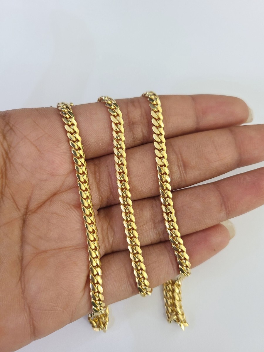 【60cm】【18K刻印あり】【Miami Cuban】 18K Solid Yellow Gold Miami Cuban Link Chain Necklace Men
