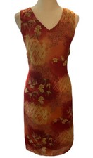 Vtg Kathie Lee Dress Women's Size S 4/6 Orange Floral Sleeveless