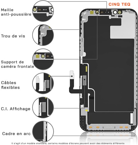 Ecran Remplacement pour iPhone 12 Avec Joint d'ecran + Verre Trempe et Outils - Photo 6 sur 7