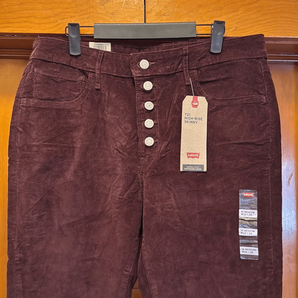 Pana ajustada Levi’s 721 granate botón mosca para mujer US 14 Foto 2 de 4