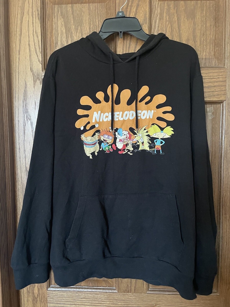 Nickelodeon Vtg 90s Style Rugrats Thrashed Juniors XL Black Sweatshirt  Hoodie