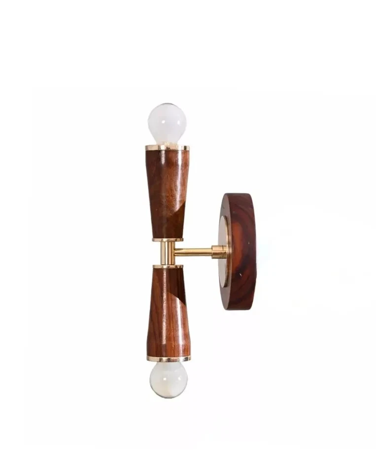 2 Light Wood Handmade Vintage Wall Mid Century Modern Raw Brass Sputnik chandeli - Image 4 of 4