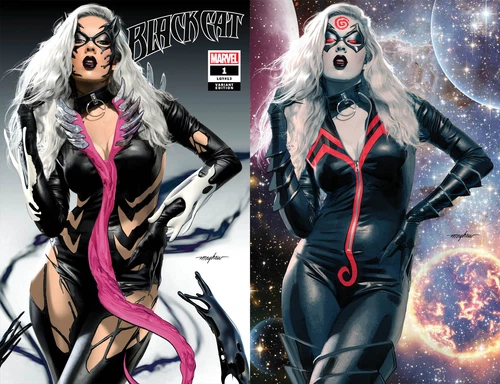 BLACK CAT #1 MIKE MAYHEW VENOMIZED KNULLIFIED VIRGIN VARIANT-A & B KING IN BLACK