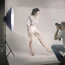 Portable Reflector Beauty Dish W/ White Diffusion Scrim For Product&Advertising