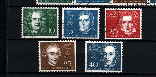 Bund, BRD, 1959 Mi. Nr. 315 - 319, Marken aus Komponistenblock, gestempelt - Bild 17 von 22