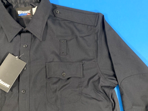 NWT LARGE 16.5 X 33 BLAUER MENS SUPERSHIRT 8436-1 L/S WOOL BLEND SHIRT DARK NAVY - Picture 4 of 5