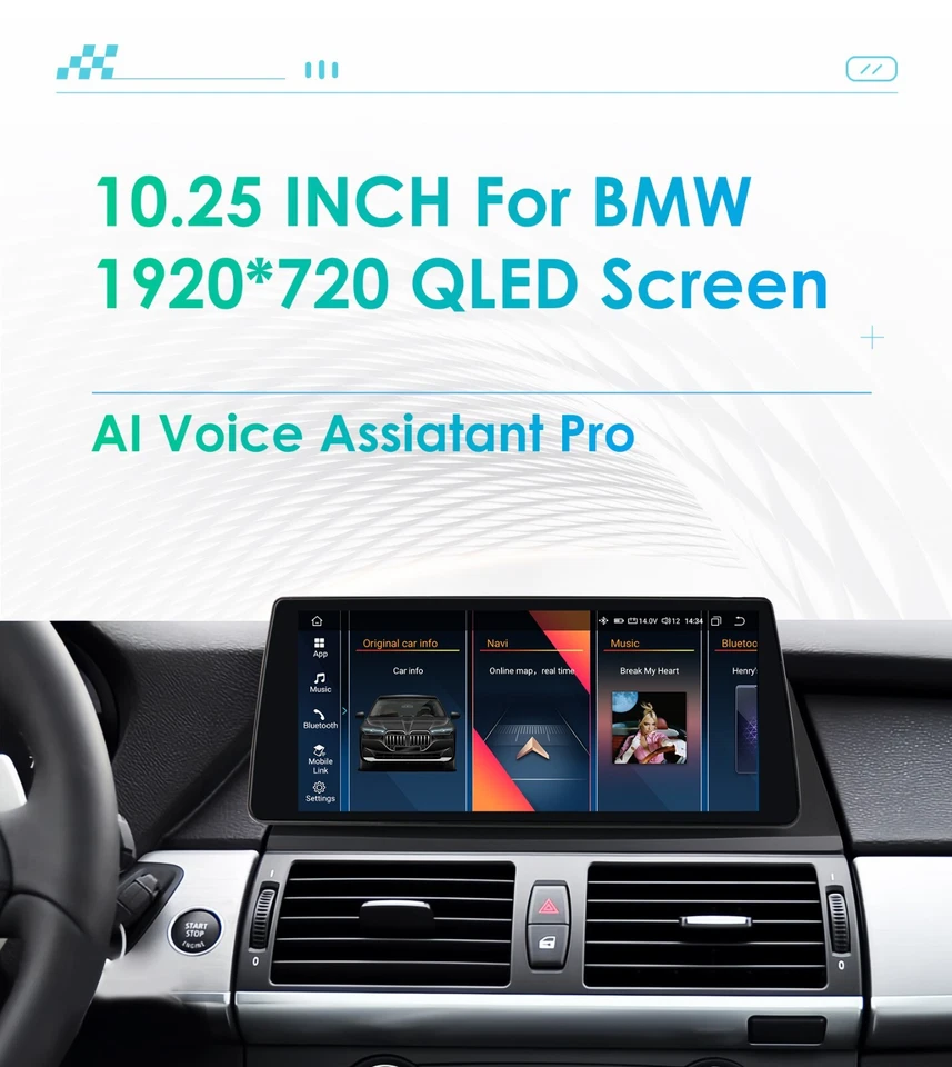 10,25 «BMW X5 E70 X6 E71 CIC Carplay 6 + 64GB автомобиля стерео Android 13 радио GPS SAT - Изображение 3 из 4