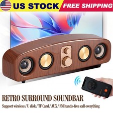 Retro Surround Sound Bar Wireless Bluetooth Stereo Speaker Soundbar Home Theater