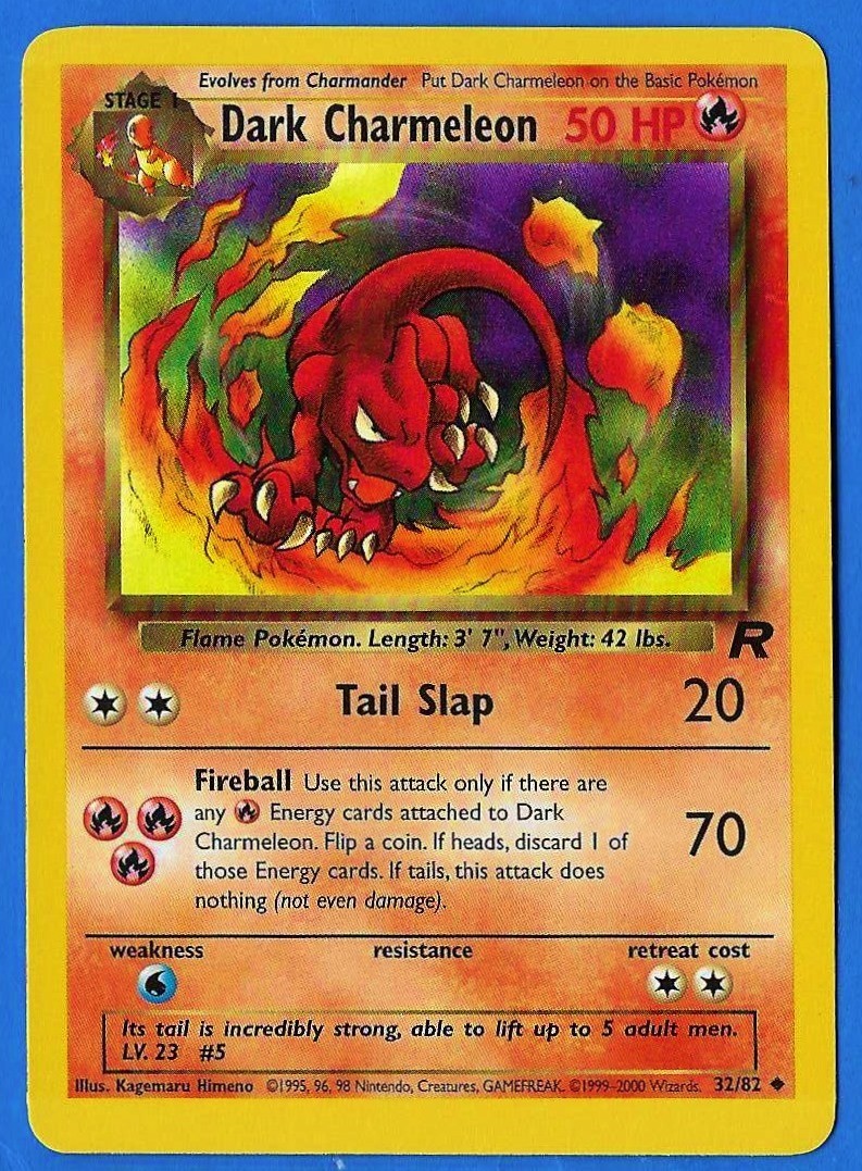 2000 Wizards Pokémon Team Rocket Unlimited Dark Charmeleon 32/82 Non Holo NM-MN