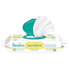 Pampers Sensitive Baby Wipes - Water-Based, Hypoallergenic, Unscented, 56 Count
