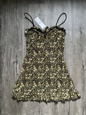 Urban Outfitters Aurelie Yellow Ditsy Floral Mesh Mini Dress - XS