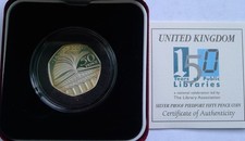 2000 Public Libraries SILVER PIEDFORT Fifty Pence 50p  Case and COA 