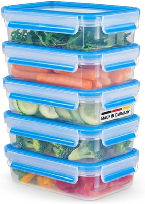 EMSA Clip & Close Frischhaltedosen-Set, Rechteckig, 5 X 0,8 L, Aufbewahrungsboxe