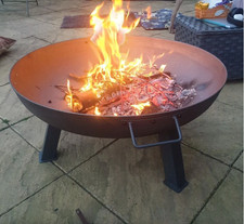 Large Garden Fire Pit Cast Iron Bowl Outdoor Round Heater Patio BBQ Log Burner