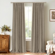 Blackout Curtains 50x72 inch Faux Linen 2 Panels Set Thermal Insulated Bedroom L