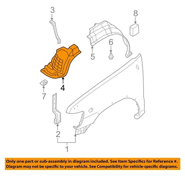 For 96-99 Pathfinder Front Splash Shield Inner Fender Liner Panel Passenger Side Foto 4 de 4