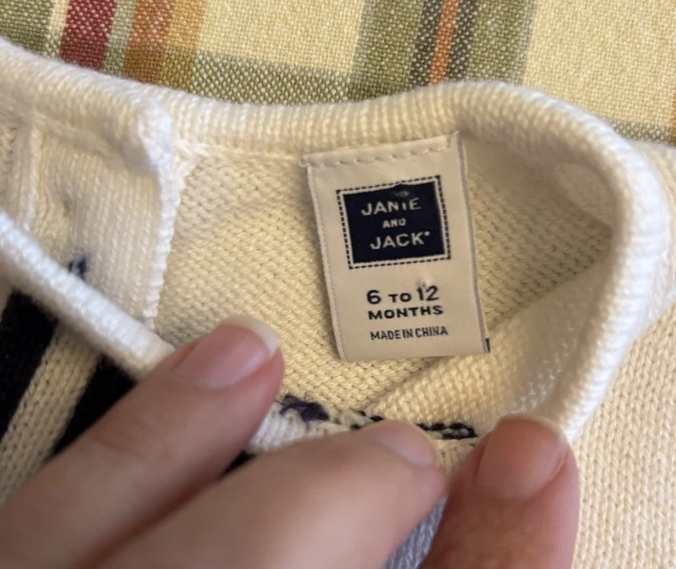 Vestido marinero tejido JANIE And JACK para niñas con botones de anclaje talla 6-12 meses Foto 2 de 4